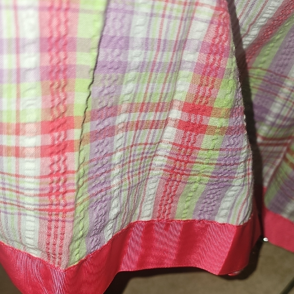 Bonnie Jean Multicolor Striped Dress with Hot Pink Ribbon Size 14 Like New - Picture 5 of 7